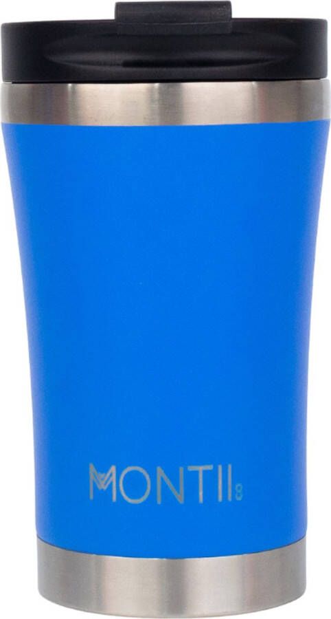 Montii Co Regular Koffie beker met deksel dubbelwandig RVS 350ml Blueberry blauw