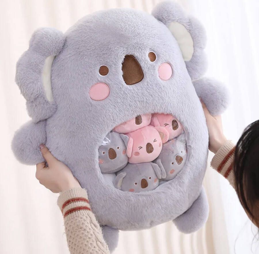 Montiki Koala Knuffel 50 cm 6 Kleine Koalatjes Pluche Kussen Kawaii Knuffeldier