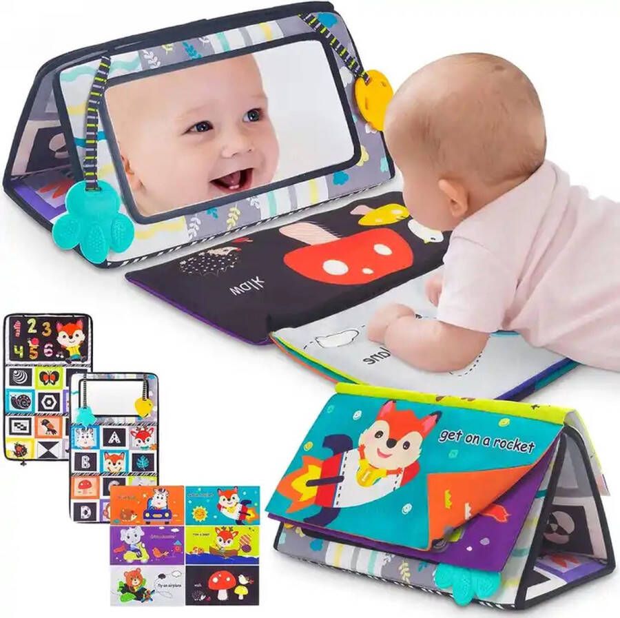 MontiPlay Buikligtrainer Baby Knisperboekje Baby Montessori Speelgoed Educatief Speelgoed Sensorisch Speelmat