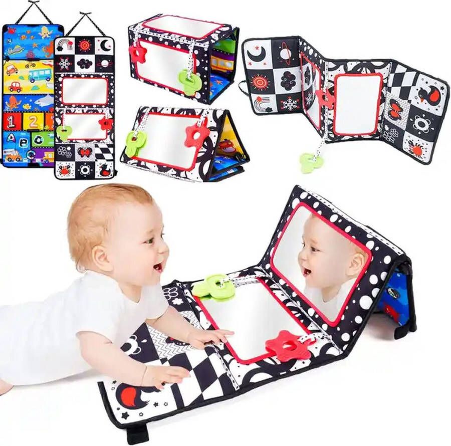 MontiPlay Buikligtrainer Baby Knisperboekje Baby speelgoed 6 maanden Educatief Speelgoed Montessori Sensorisch