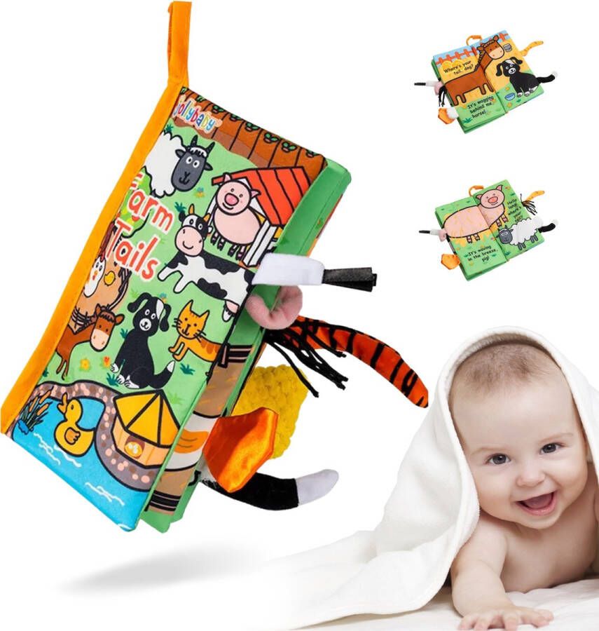 MontiPlay Knisperboekje Baby Buggyboekje Baby speelgoed 6 maanden Box speelgoed activity Activiteitenboekje Sensorisch speelgoed baby Boerderij