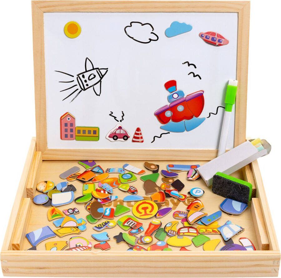 MontiPlay Magnetisch Speelgoed Voertuigen Magneet Boek Krijtbord Kinderen Magnetibook Magneet Speelgoed Tekenbord Montessori Sensorisch Busy Board Speelgoed voor onderweg Speelgoed voor in de auto Speelgoed voor op Reis