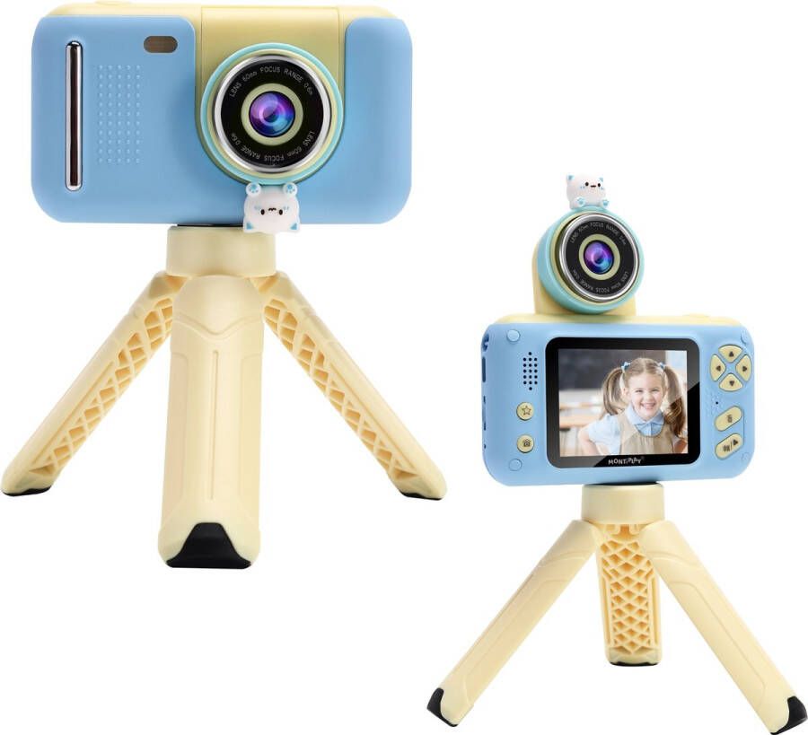 MontiPlay Vlog camera Kinderen Blauw Vlog Camera voor Beginners Vloggercam Kindercamera Kinder Camera Digitaal 32GB