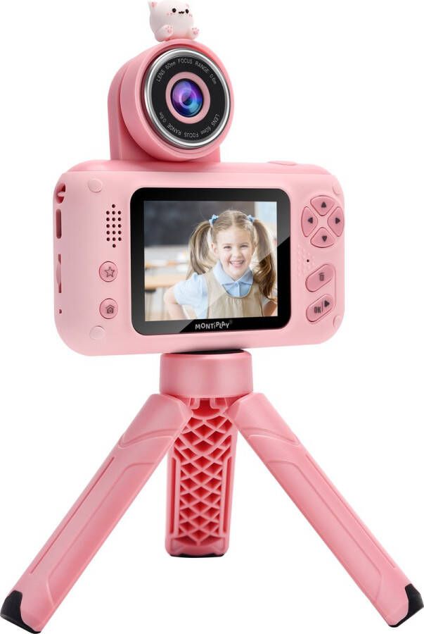 MontiPlay Vlog camera Kinderen Roze Vlog Camera voor Beginners Vloggercam Kindercamera Kinder Camera Digitaal 32GB