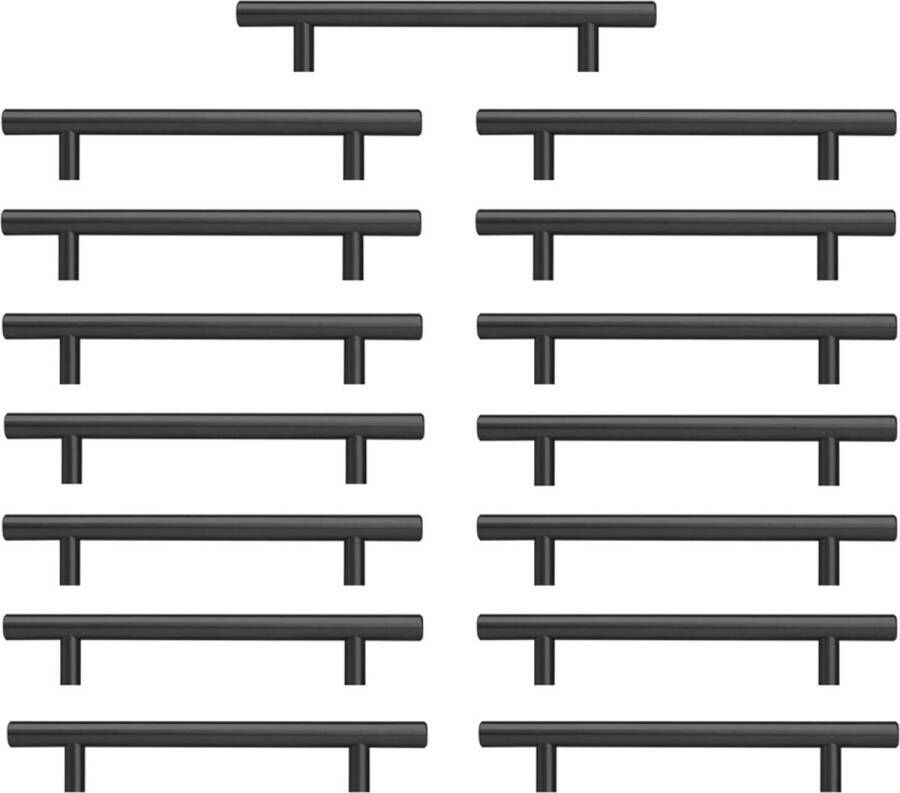 MONTKIARA HANDGREEP Keukengrepen zwart kastgrepen 15 stuks 128 mm roestvrij staal spuitverf installatie van zwarte gaten