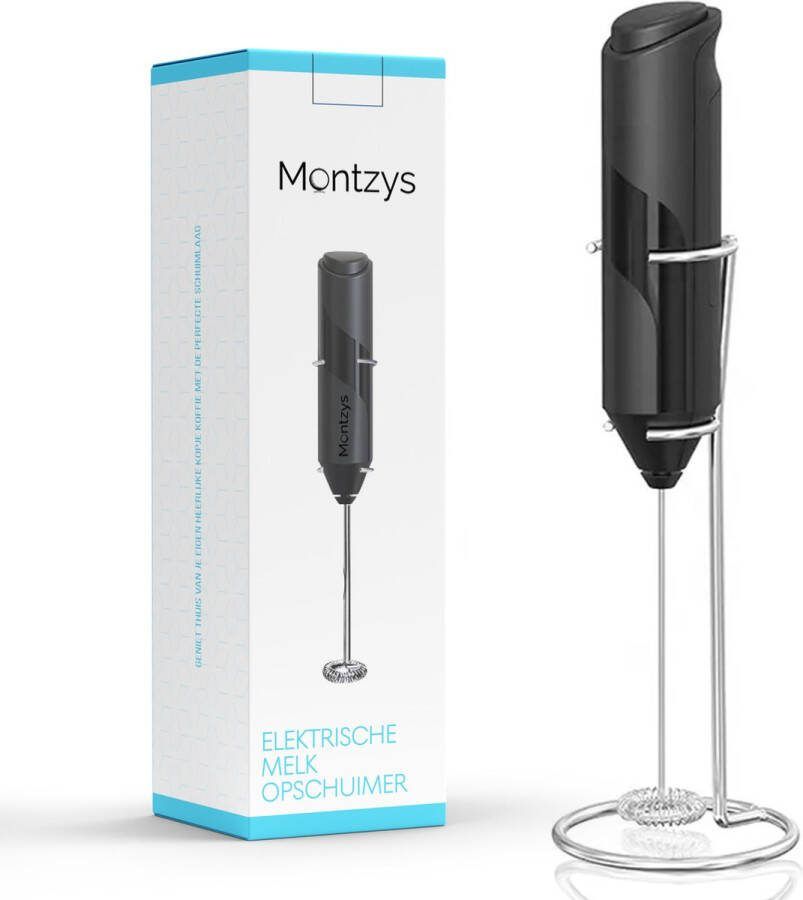Montzys Melkopschuimer met RVS Houder Melkschuimer Elektrisch Matcha Klopper Electrisch Handmatig Melk Opschuimer