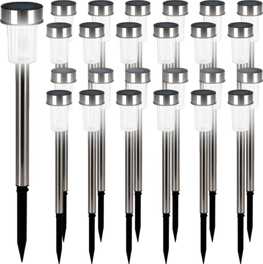 Deuba Tuinverlichting – Led lamp – 24 stuks – IP44 – Waterdicht – Wit – RVS