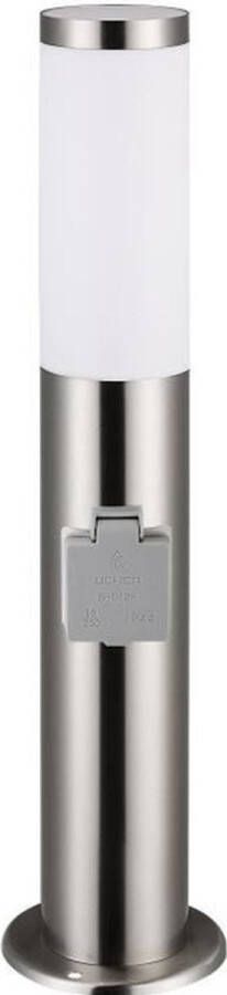 Monzana Buitenlamp – met Stopcontact RVS E27 IP44 Zilver