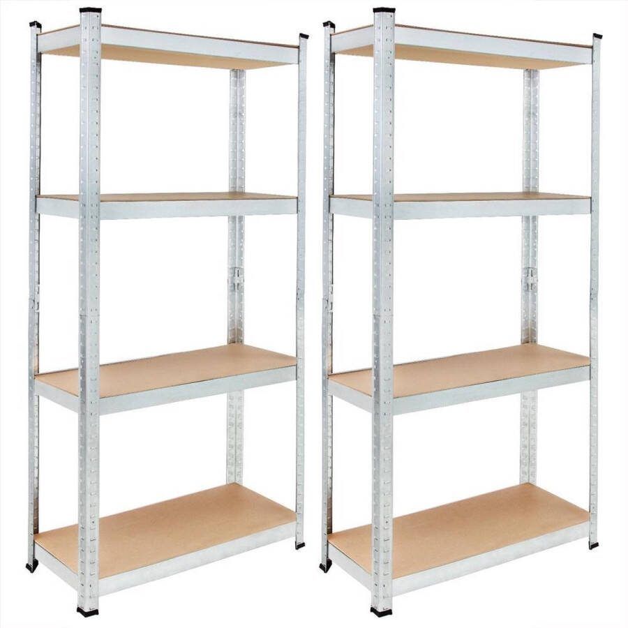 Monzana Deuba 2x Opbergrek 170x75x30cm 280kg 4 MDF Planken Stellingkast Plug-in Werkbank