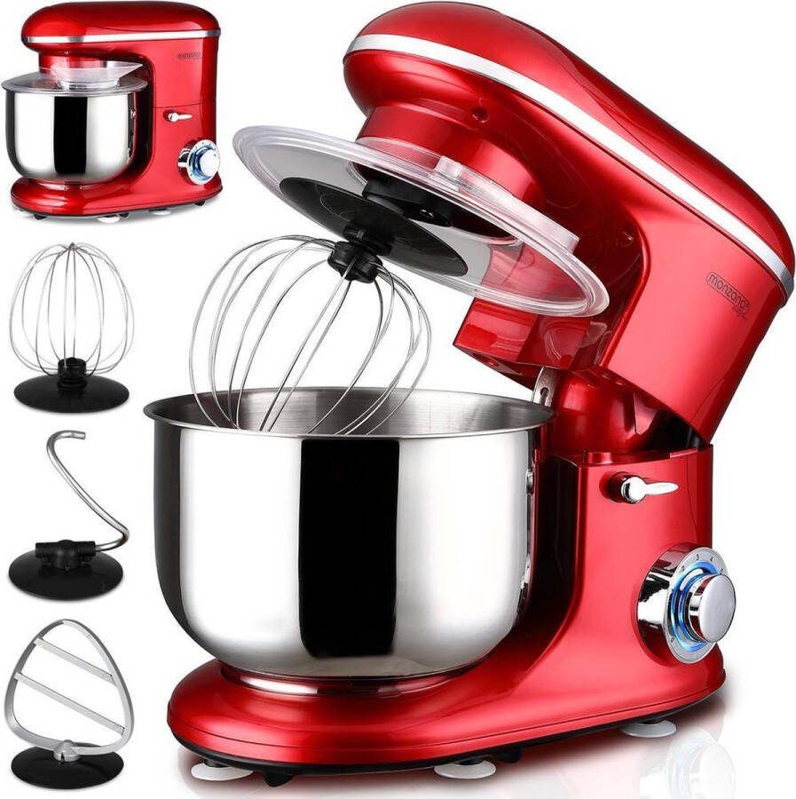 Monzana Keukenmachine 1200W incl. Accessoires 6L Rood