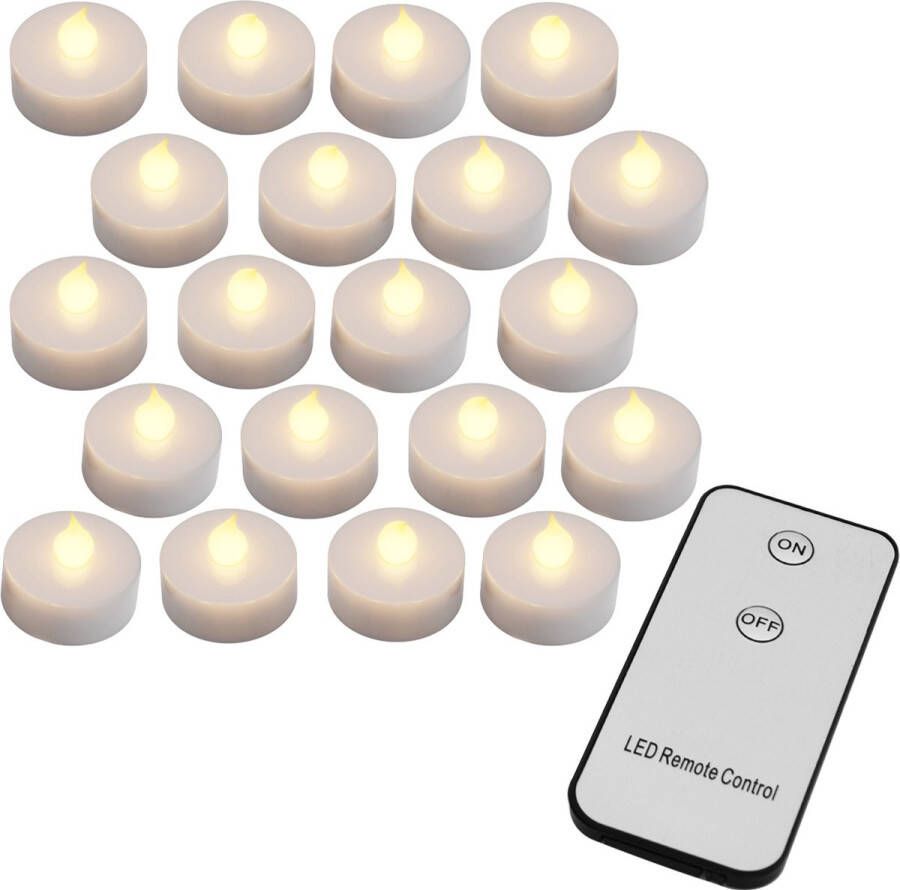 Monzana LED Waxinelichtjes – 20 stuks WarmWit – incl. Afstandsbediening en Batterijen