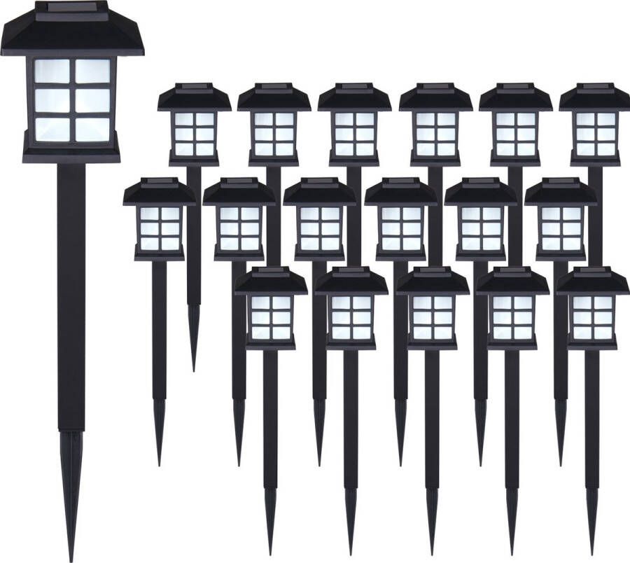 Monzana Tuinlamp – Set van 18 Zonne energie 8 6x8x6x38cm Prikstok Zwart