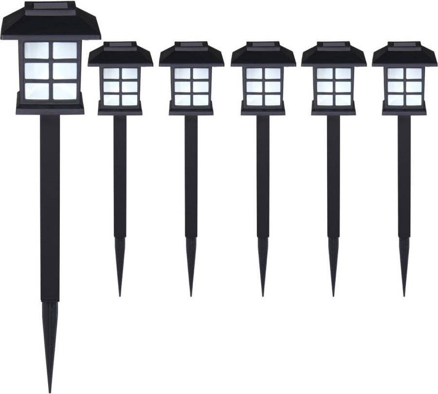 Monzana Tuinlamp – Set van 6 Zonne energie 8 6x8x6x38cm Prikstok Zwart