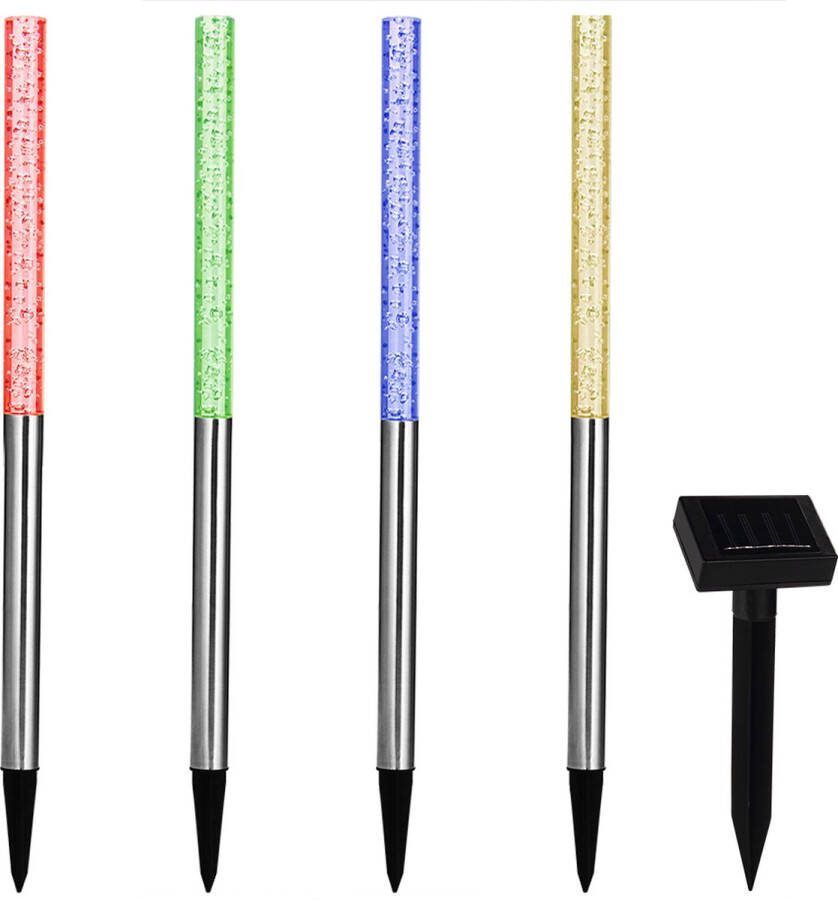 Deuba LED Solar 4x Tuinverlichting Kleurverandering Outdoor Schemerschakelaar