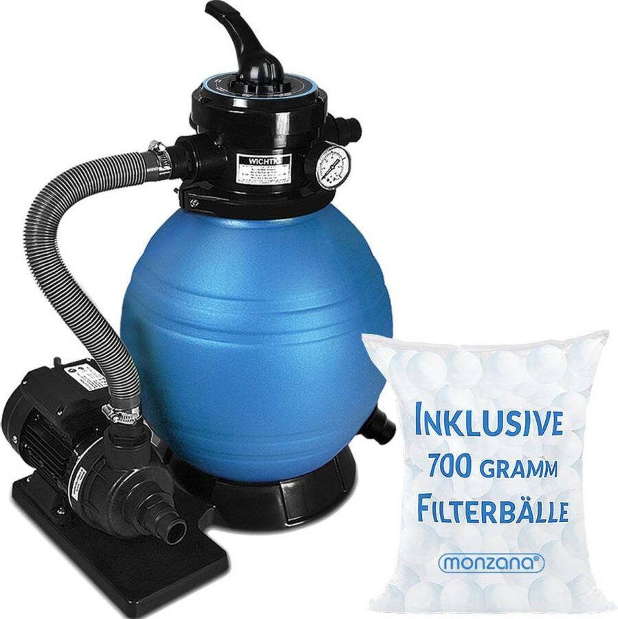 Monzana Zandfiltersysteem 10 2 m³ uur Zandfilter Zwembadfilter + 700 g Filterballen