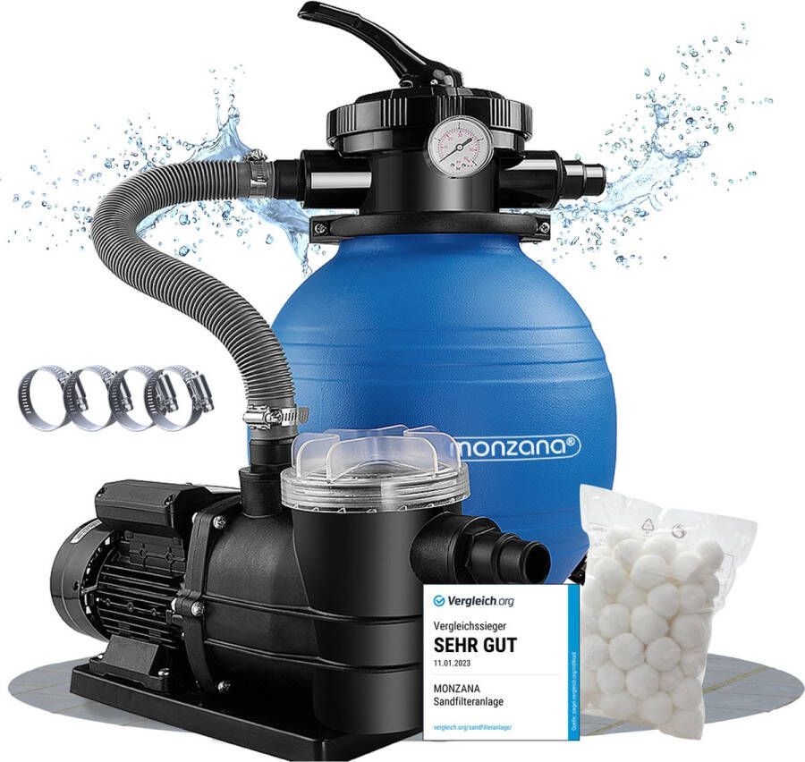 Monzana Zandfiltersysteem – 9600L U 25 Litertank – 1000g Filterballen