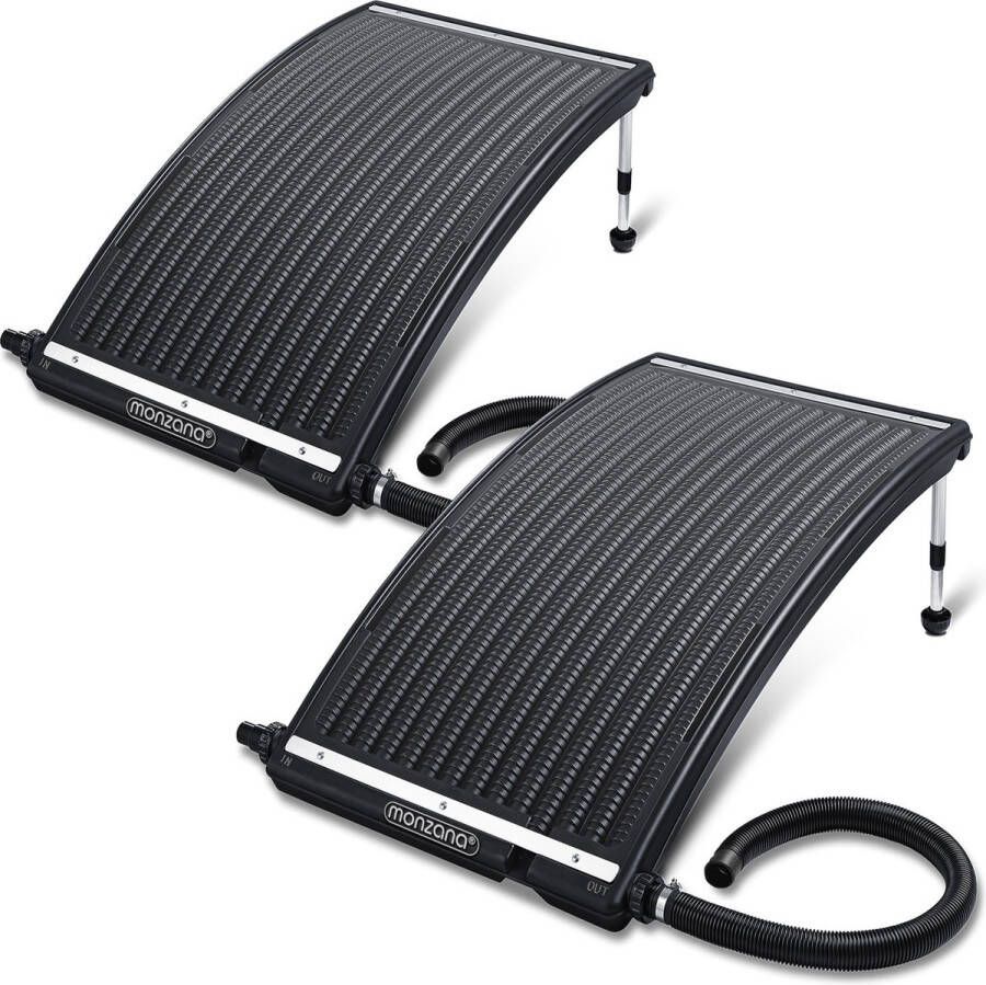 Monzana 2x Zonnepaneel 110x69x14cm 10000 L h In hoogte verstelbaar 32 38mm Aansluiting HDPE UV Zwembadverwarming Zwembad