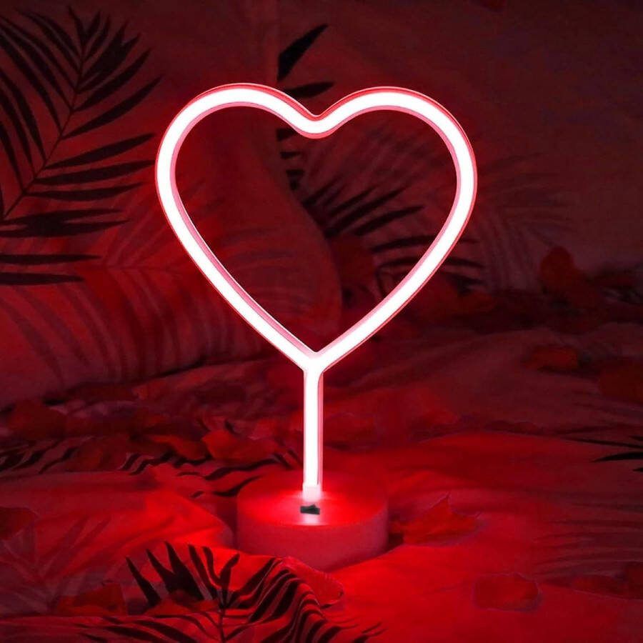 Mood by Dresz Neonlicht hartje rood 20 cm groot Werkt op batterijen Valentijn Love Slaapkamer