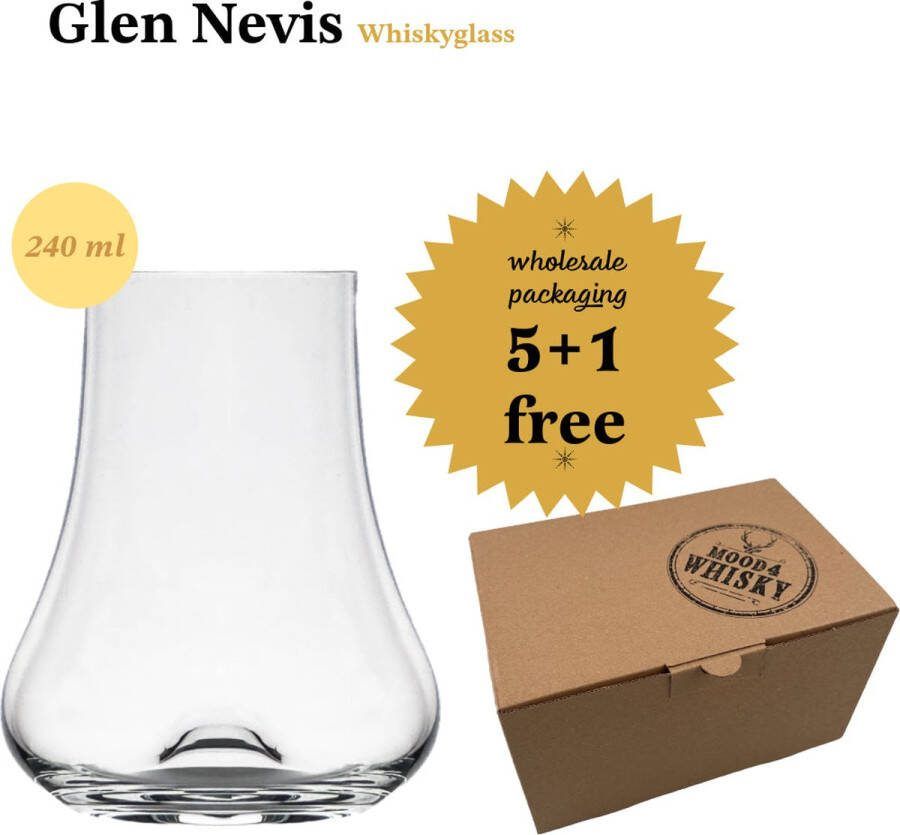 Mood4Whisky Whiskyglas Glen Nevis 240 ml 5+1 gratis Groothandelsverpakking