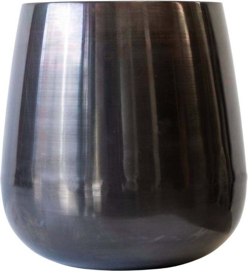 Bloempot Edison Zwart L plantenpot Ø 40 cm. glanzend zwart bronskleurige binnenkant waterdicht 15 liter