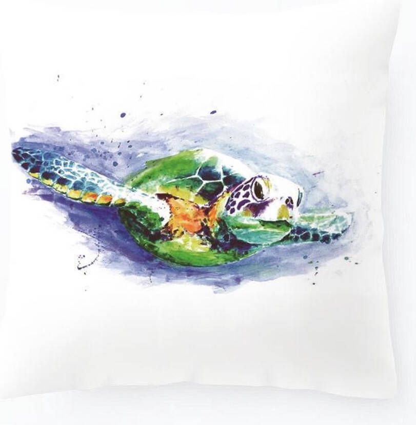 Moodadventures Kussenhoes Schildpadje Watercolor Green| Kussenhoes Kinderkamer 45 X 45 Cm