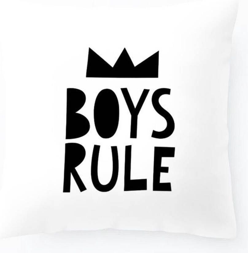 Moodadventures Kussenhoes Zwart Wit Boys Rule| Kinderkamer| 45 x 45 cm