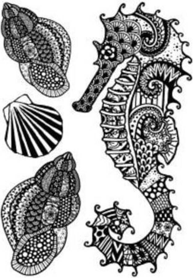 Moodadventures | Stempels | Set van 4 Siliconen Stempels Seahorse and Shells | Herbruikbaar