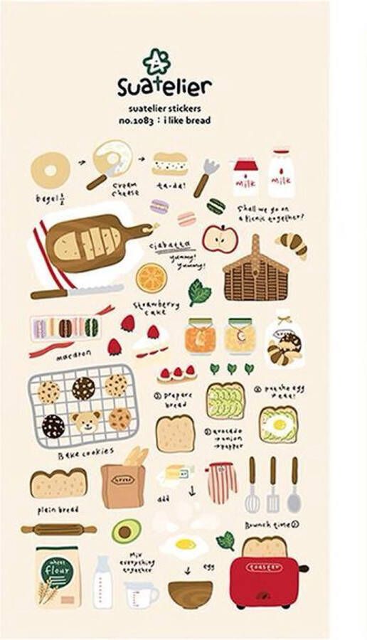 Moodadventures Stickervel I Like Bread | Stickers 3D voor scrapbooking en Bullet Journals
