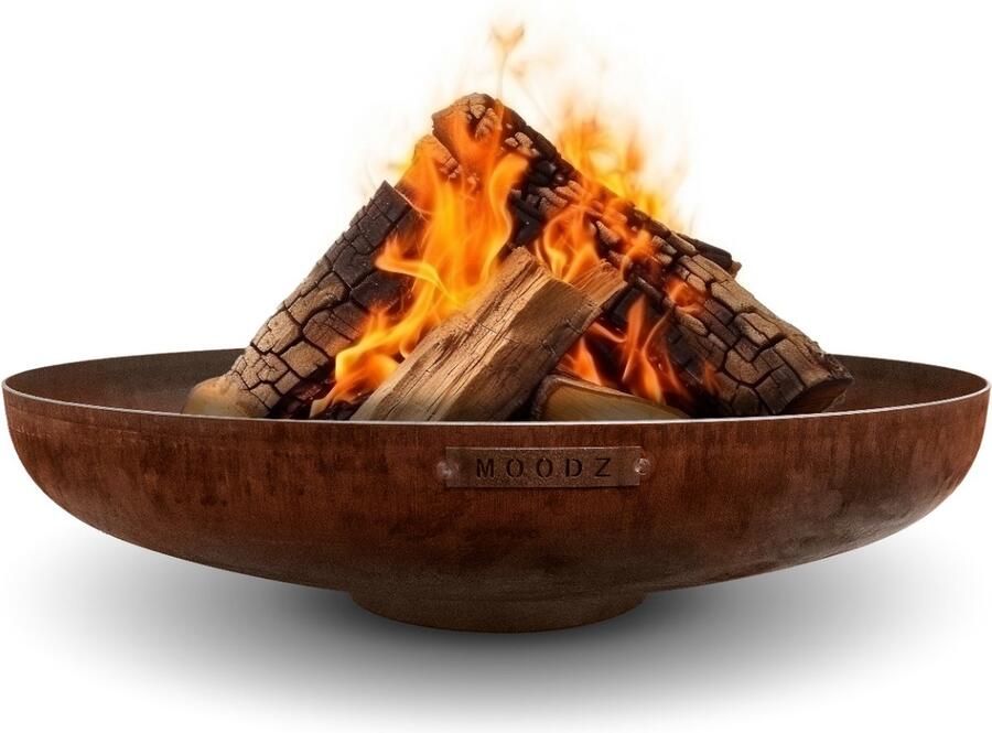 Moodz Outdoor Living Robuuste Vuurschaal Ø100 cm Cortenstaal Terrashaard Vuurkorf voor Buiten Vuurton Vuurhaard Vuurkorf schaal Vuurkorf BBQ Optioneel Grillen of Bakken 100x100x30 cm