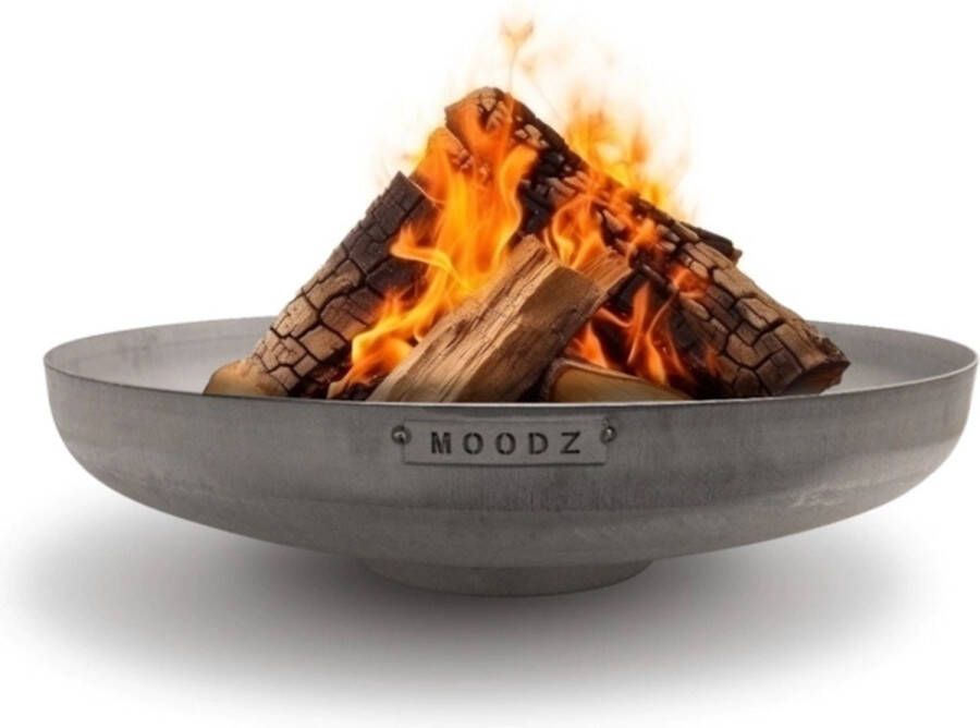 Moodz Outdoor Living RVS Vuurschaal Ø120 Prachtige Eyecatcher voor Sfeervolle Zomeravonden Beschikbaar in 4 Maten (60 80 100 120 cm) Hoogwaardige Kwaliteit Lange Levensduur Minimaal Onderhoud Weervast RVS 120x120x35cm