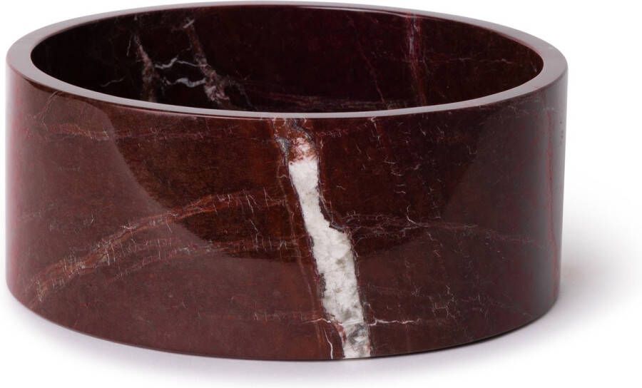 Mooisa Marmer fruitschaal rood Rosso levanto 24x10cm ronde fruitschaal fruit rond marmer dienblad vierkant marmer dienblad decoratie schaal tapasplank serveerplank