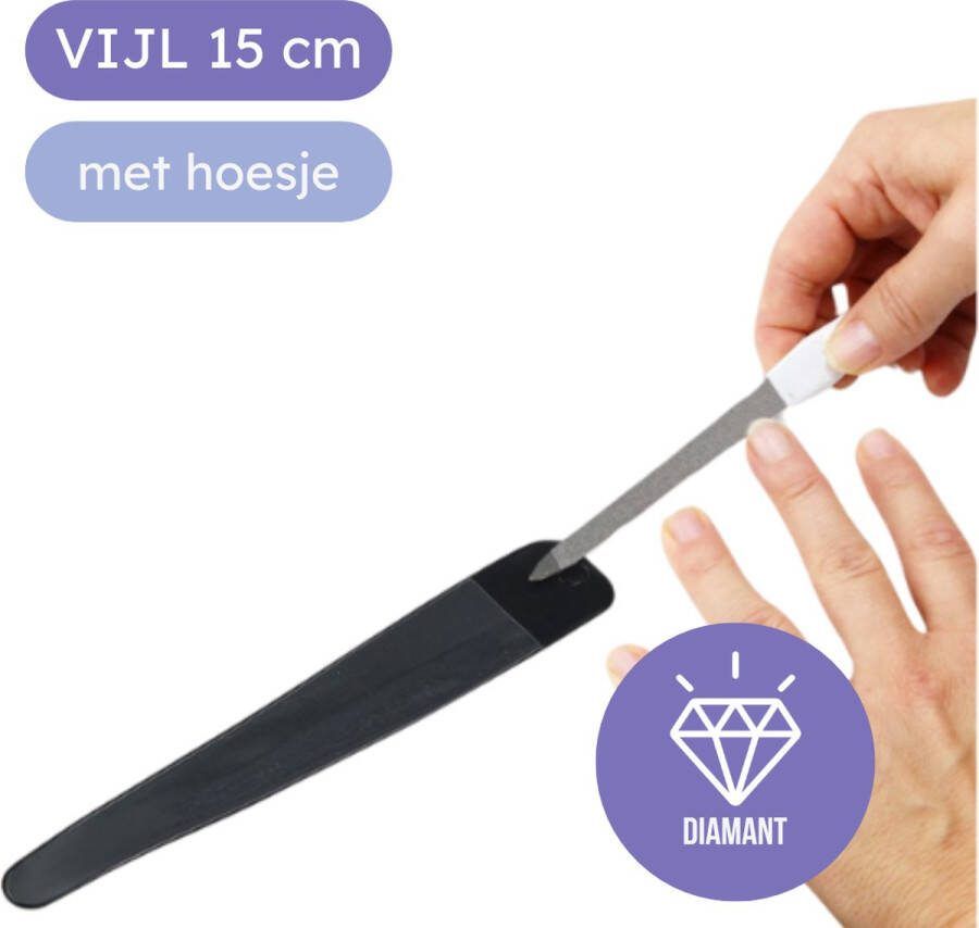 Mooisee Nagelvijl Metaal met Hoesje 15 cm Duitse Kwaliteit Solingen Nagelvijl Diamant Met Fijne en Grove Kant Ideale Nagelvijl Natuurlijke Nagels Nagelriem Duwer Manicure Mooie & Verzorgde Nagels