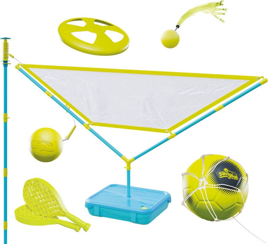 Mookie Toys Swingball 5-in-1 Multiplay speelset met All Surface Basis Blauw geel