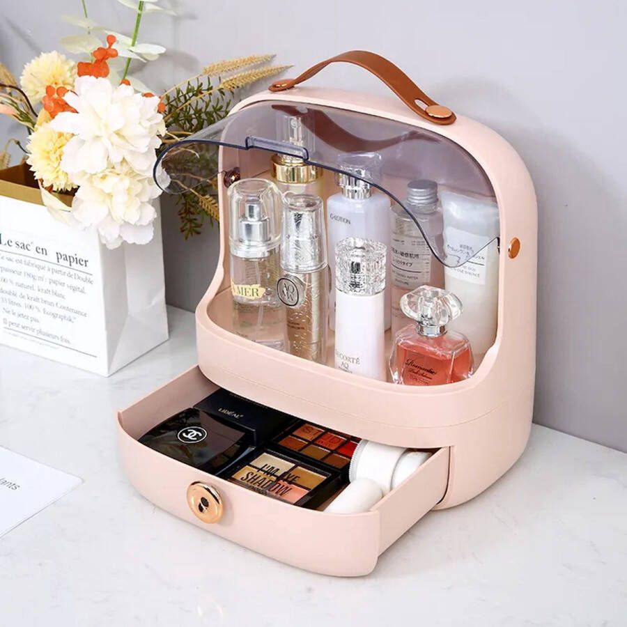 Moongoods Grote make up organizer dustproof Grote cosmetica organizer dustproof Grote cosmetica opbergdoos Luxe Beauty organizer rose Beautycase Luxe Cosmetica storage box