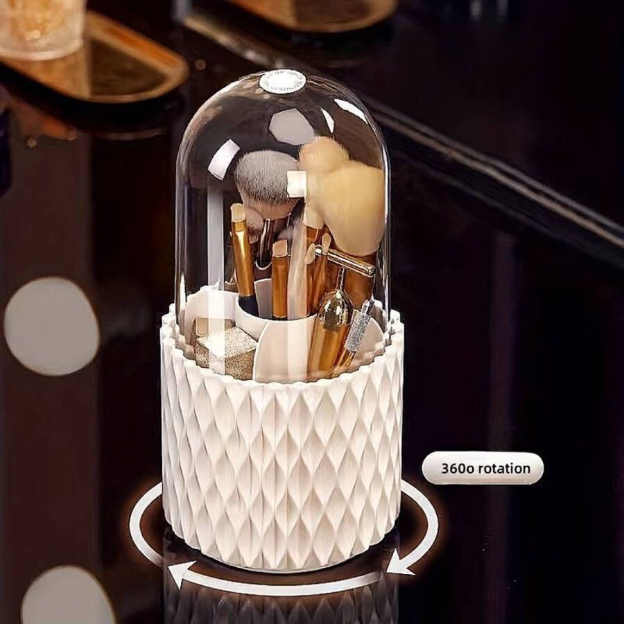 Moongoods Make-up Kwastenhouder 360° Draaibaar met Deksel Make-up organizer Kwastenhouder Cosmetica opbergdoos Kwasten houder Kwasten opbergen Houder voor make-up kwasten organizer Brushes holder Cosmetica organizer