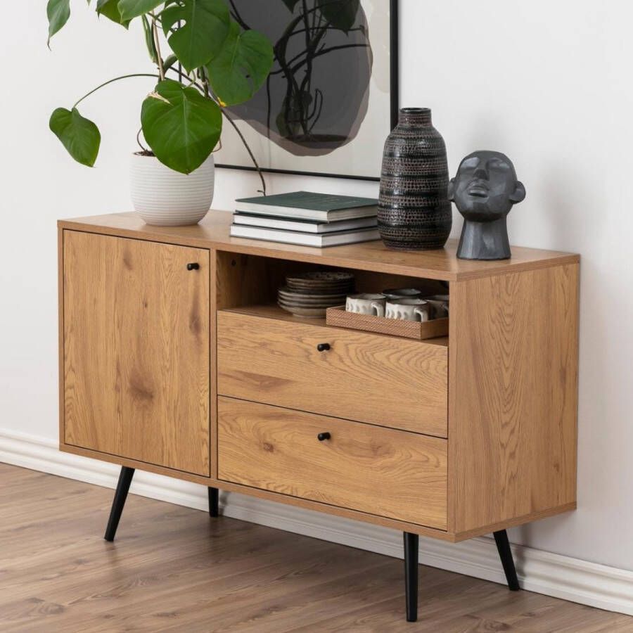 MOOS Wilma sideboard oak met powder coat rough matt bl