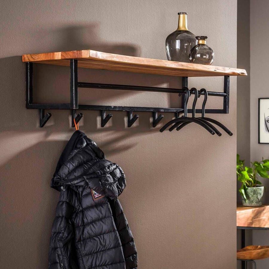 LifestyleFurn Kapstok Toni 100cm met 6 haken Massief acacia naturel