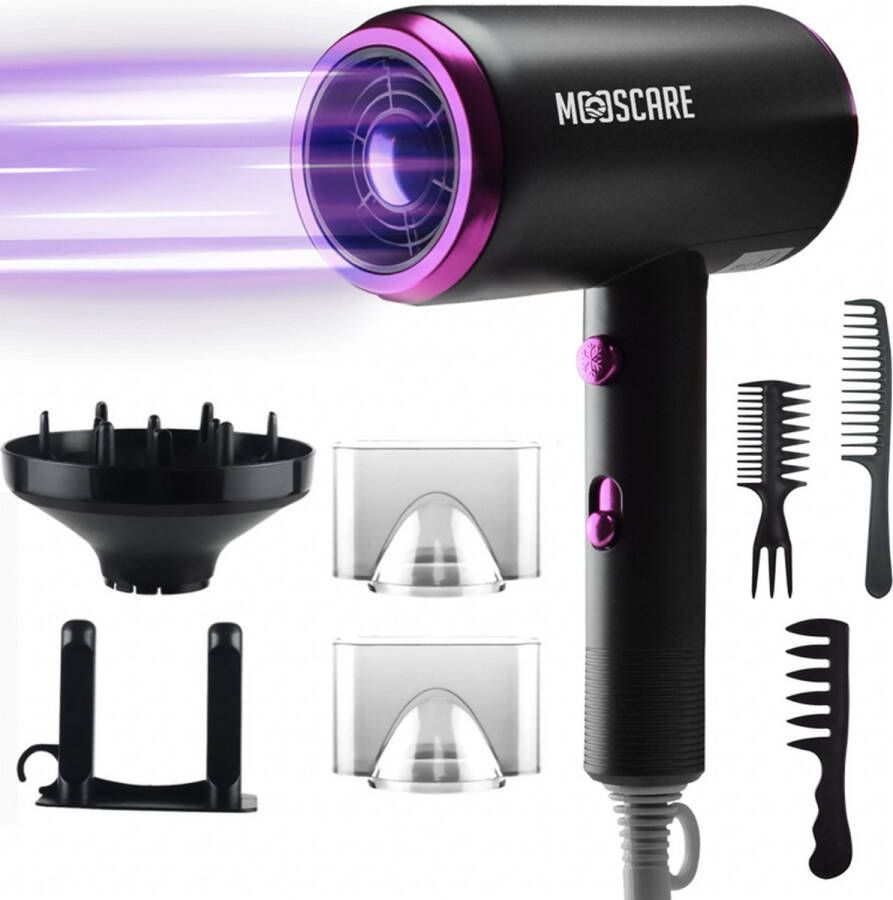 Mooscare Ionische Fohn met Diffuser Haardroger met Borstel Haarfohn met Krultang Fohnborstel Krulborstel