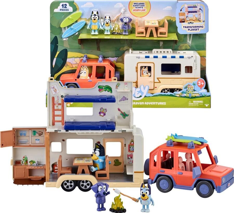 Moose Toys BLUEY's 4WD Auto en Kampeeravonturen Deluxe Speelset