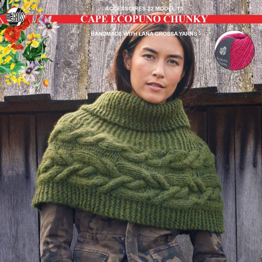 More by Mooj Breipakket cape met Ecopuno Chunky model 13 van Lana Grossa Accessoires 22-mt 40 42-pink