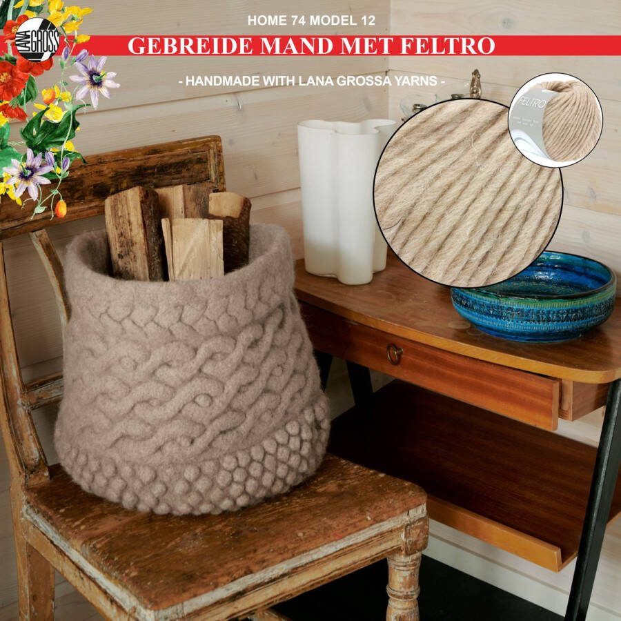 More by Mooj Breipakket mand met Feltro-garen model 12 van Lana Grossa Home nr. 74-beige