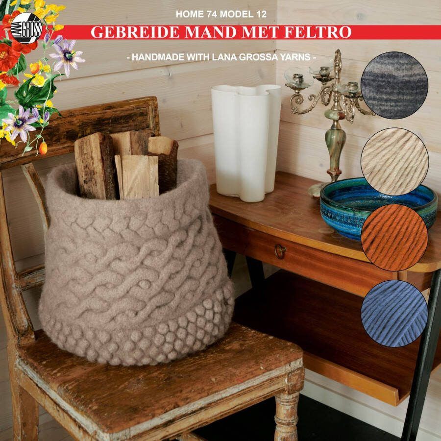 More by Mooj Breipakket mand met Feltro-garen model 12 van Lana Grossa Home nr. 74-greymix