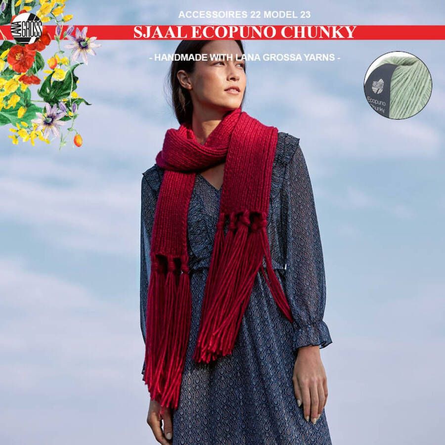 More by Mooj Breipakket sjaal met Ecopuno Chunky model 23 van Lana Grossa Accessoires nr. 22-mint