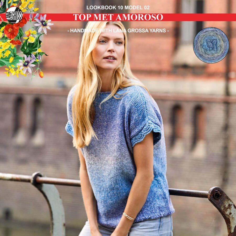 More by Mooj Breipakket top met Amoroso-garen model 2 van Lana Grossa Lookbook 10-mt. 36 38-blue