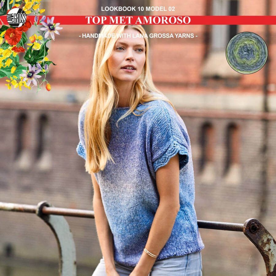 More by Mooj Breipakket top met Amoroso-garen model 2 van Lana Grossa Lookbook 10-mt. 36 38-green