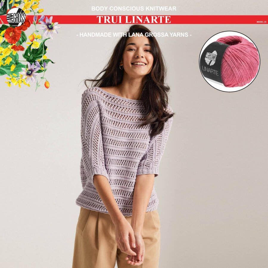 More by Mooj Breipakket trui mt. 44 met Linarte garen model 23 van Lana Grossa Classici 24- kleur wit