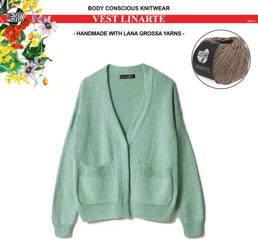More by Mooj Breipakket vest mt. 36 38 met Linarte garen model 8 van Lana Grossa Classici 24 -kleur nougat