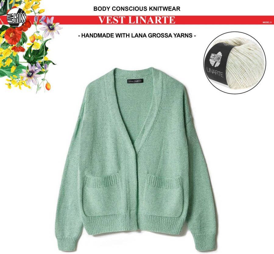 More by Mooj Breipakket vest mt. 40 42 met Linarte garen model 8 van Lana Grossa Classici 24 -kleur wit