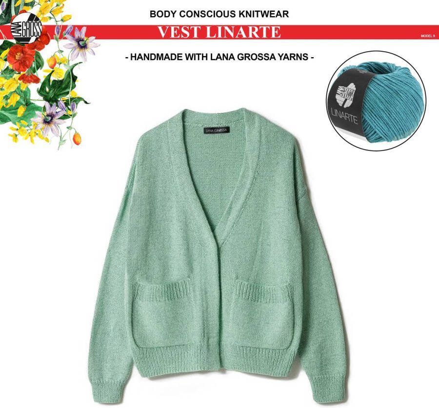 More by Mooj Breipakket vest mt. 44 met Linarte garen model 8 van Lana Grossa Classici 24- kleur petrol