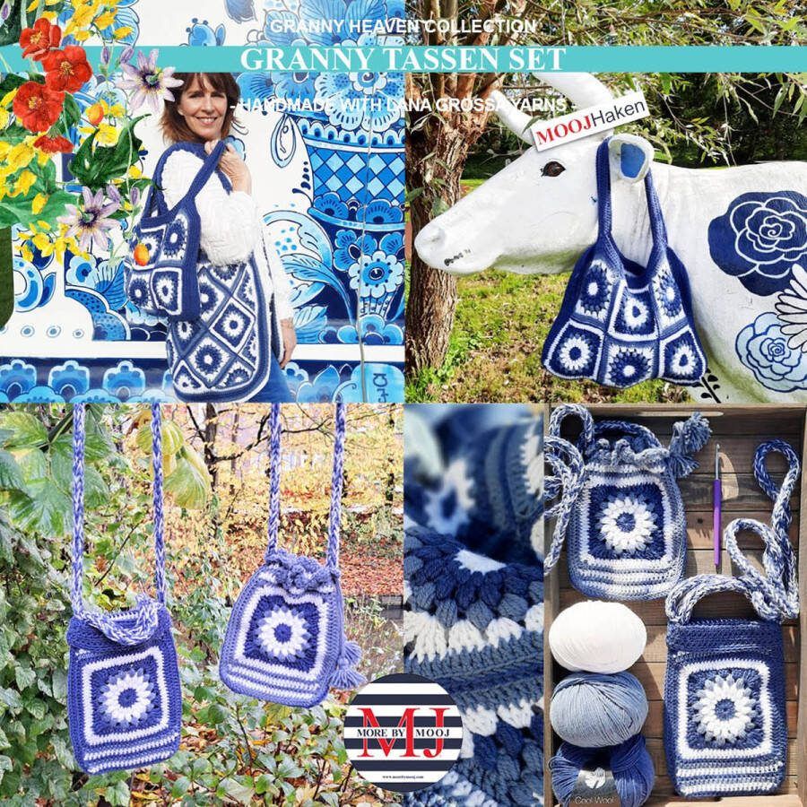 More by Mooj Haakpakket Granny Tassen Set Blue White
